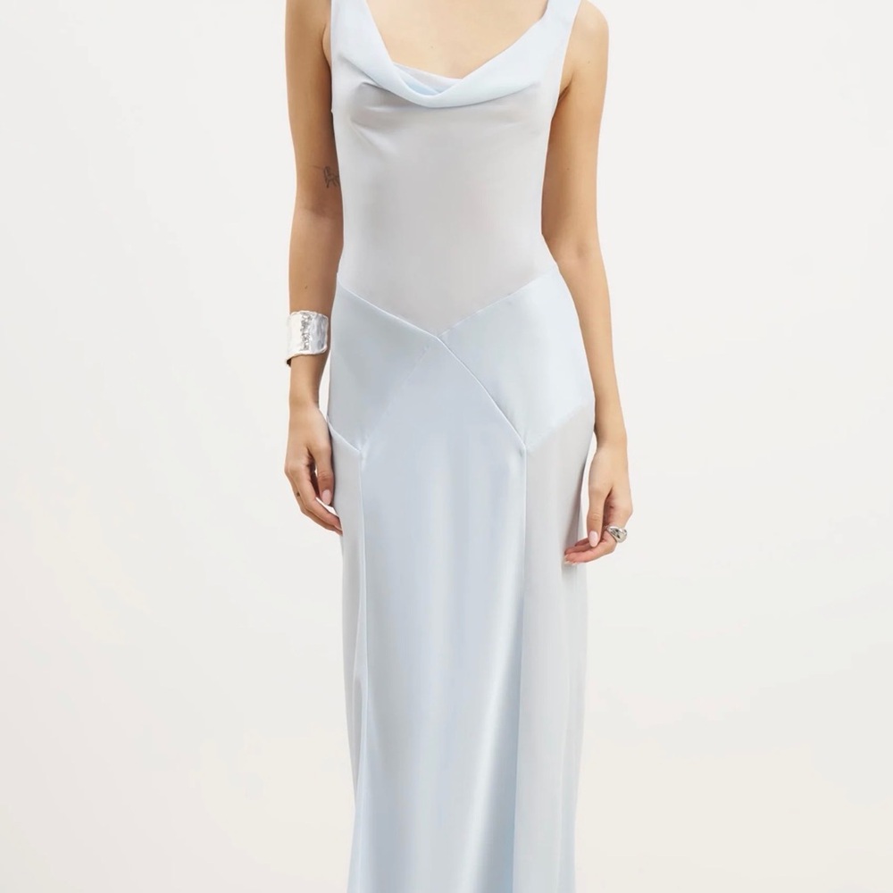 Because of Alice Cowl Neck Satin Panel Gown